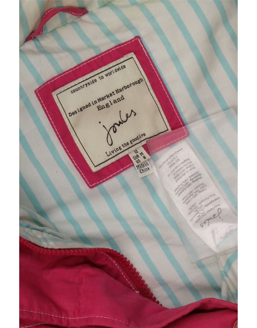 Joules Womens Padded Gilet UK 12 Medium Pink Cotton Classic
