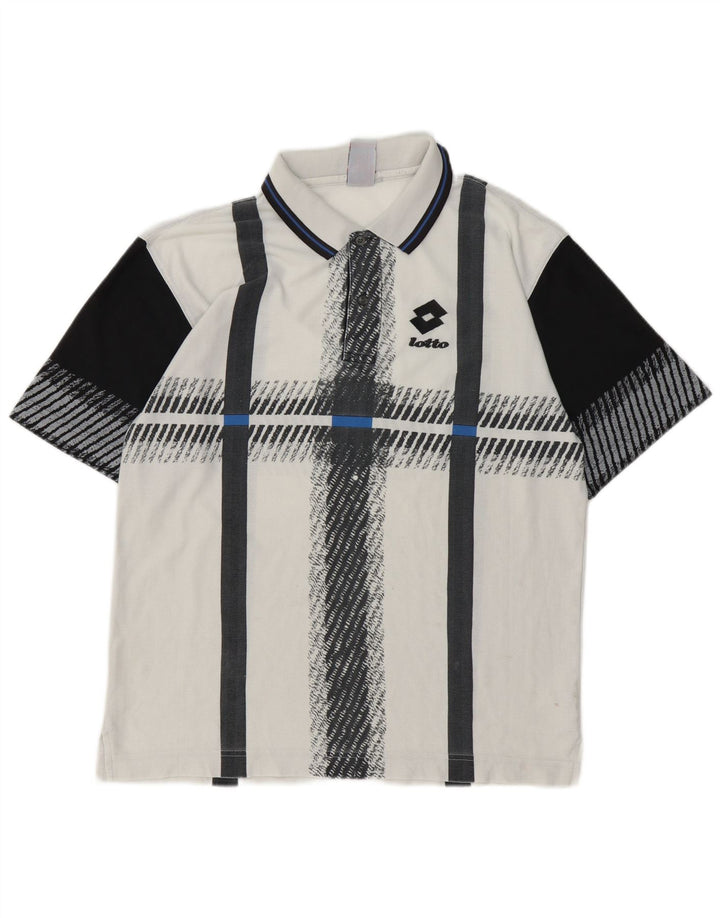 Lotto Mens Polo Shirt Medium White Colourblock Polyester