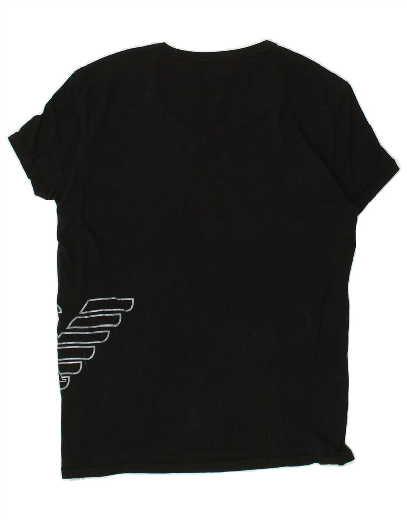 EMPORIO ARMANI Mens Graphic T-Shirt Top IT 48 Small Black Cotton | Vintage Emporio Armani | Thrift | Second-Hand Emporio Armani | Used Clothing | Messina Hembry 