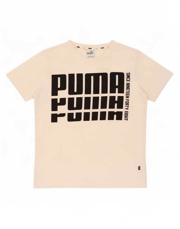 Puma Mens Graphic T-Shirt Top Medium White Cotton