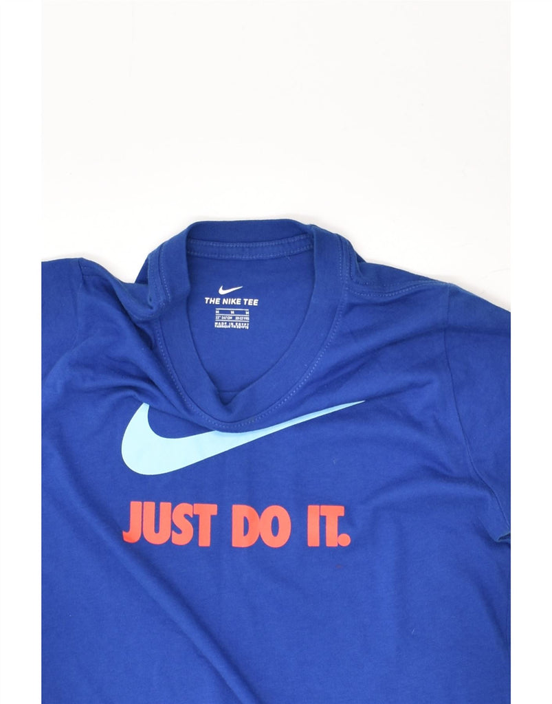 NIKE Boys The Nike Tee Graphic T-Shirt Top 10-11 Years Medium Blue Cotton | Vintage Nike | Thrift | Second-Hand Nike | Used Clothing | Messina Hembry 