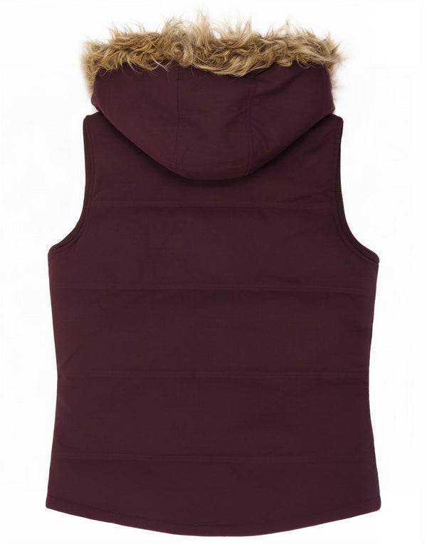 Fat Face Womens Hooded Padded Gilet UK 10 Small Purple Polyester