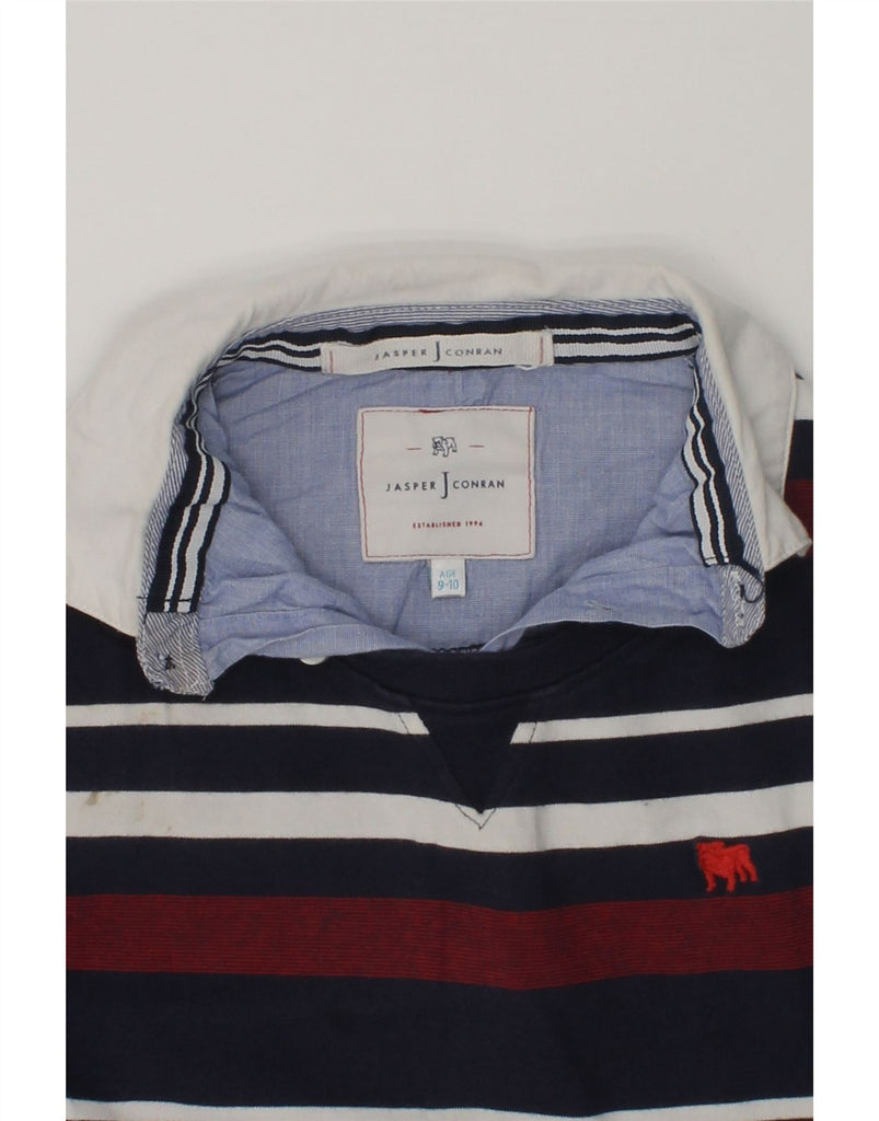 JASPER CONRAN Boys Polo Neck Jumper Sweater 9-10 Years Navy Blue Striped | Vintage Jasper Conran | Thrift | Second-Hand Jasper Conran | Used Clothing | Messina Hembry 