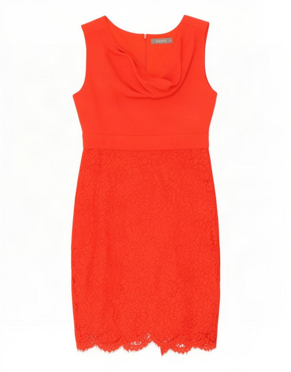 Oasis Womens Sleeveless Sheath Dress UK 10 Small Red Floral Polyester