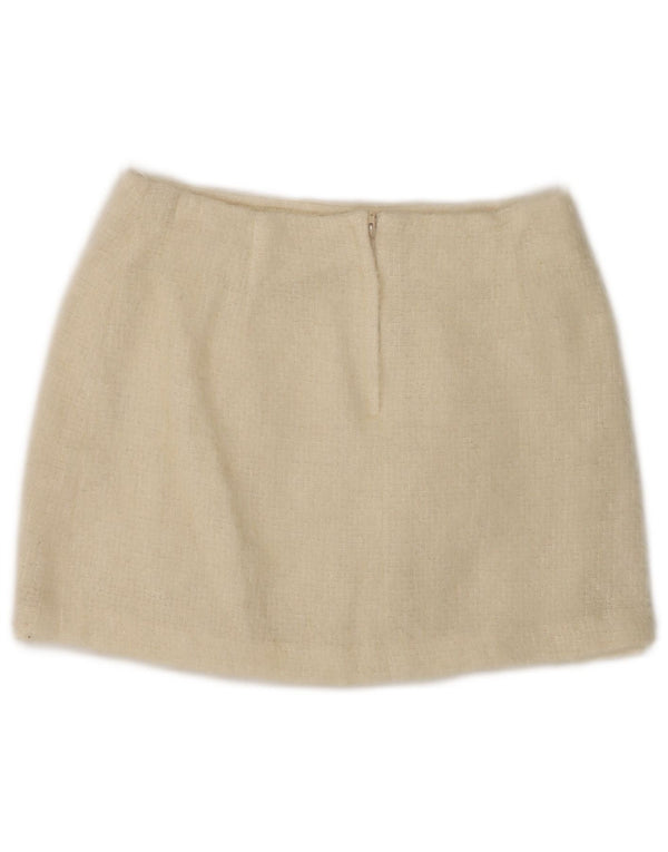 Topshop Womens Knit Mini Skirt UK 12 Medium W28 Beige Wool