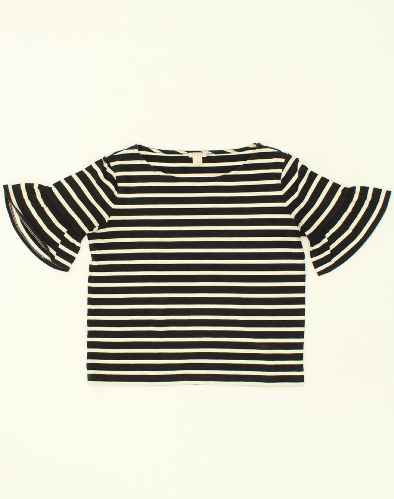 J. CREW Womens T-Shirt Top UK 4 XS Black Striped Cotton | Vintage J. Crew | Thrift | Second-Hand J. Crew | Used Clothing | Messina Hembry 