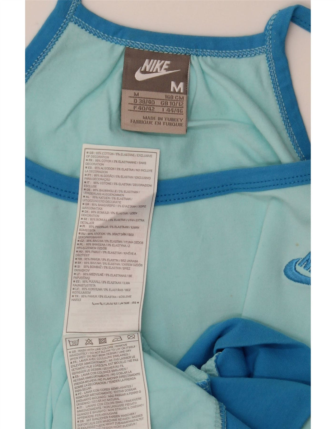 Nike Womens Crop Cami Top UK 10/12 Medium Blue Cotton
