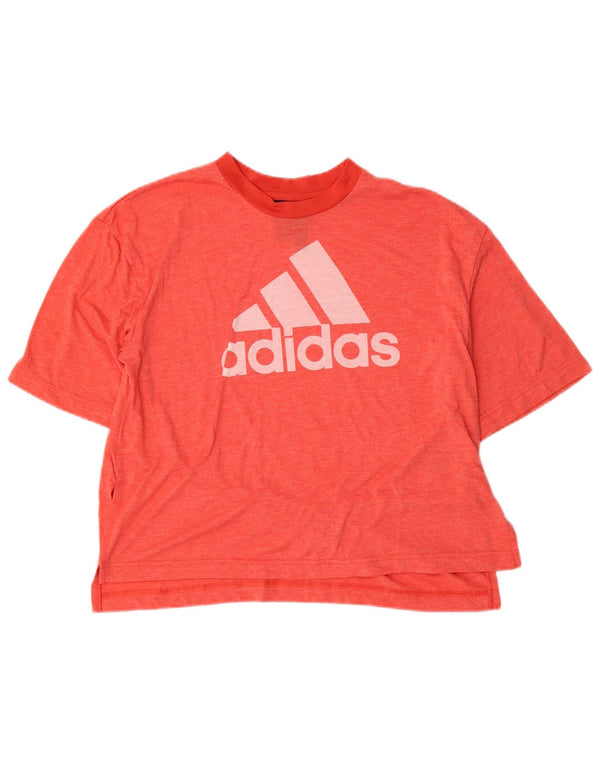 Adidas Womens Graphic T-Shirt Top UK 12/14 Medium Red Polyester