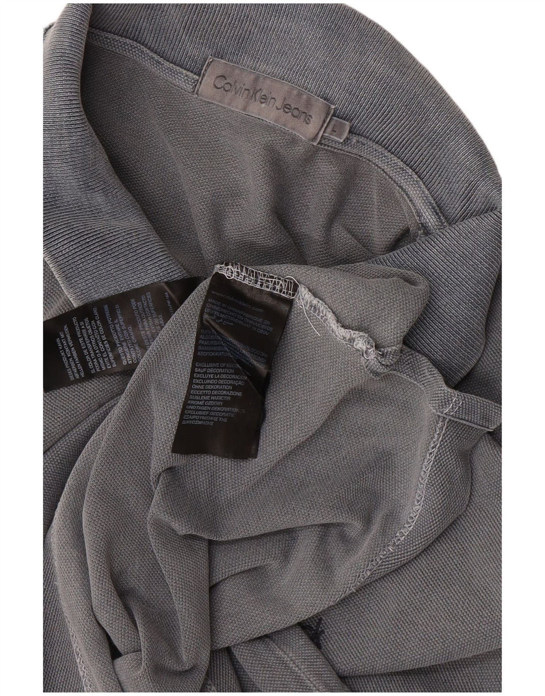 CALVIN KLEIN JEANS Mens Polo Shirt Large Grey Cotton