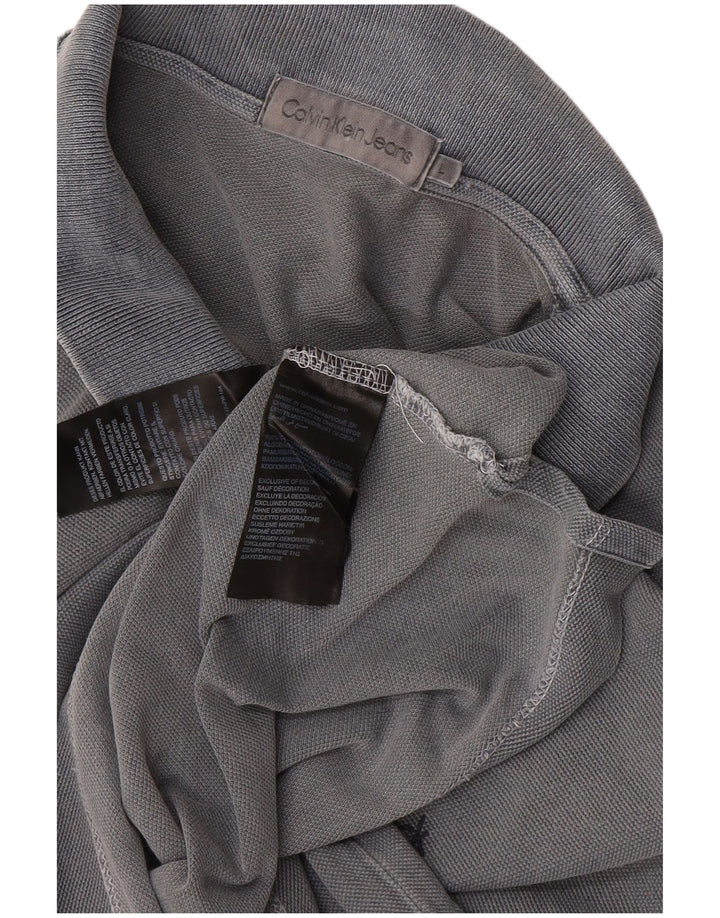 CALVIN KLEIN JEANS Mens Polo Shirt Large Grey Cotton