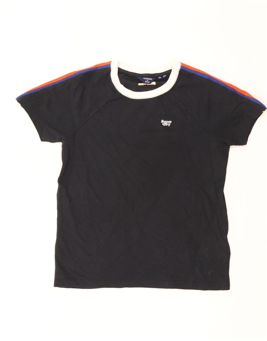 Superdry Womens Loose Fit T-Shirt Top UK 6 XS Navy Blue Cotton