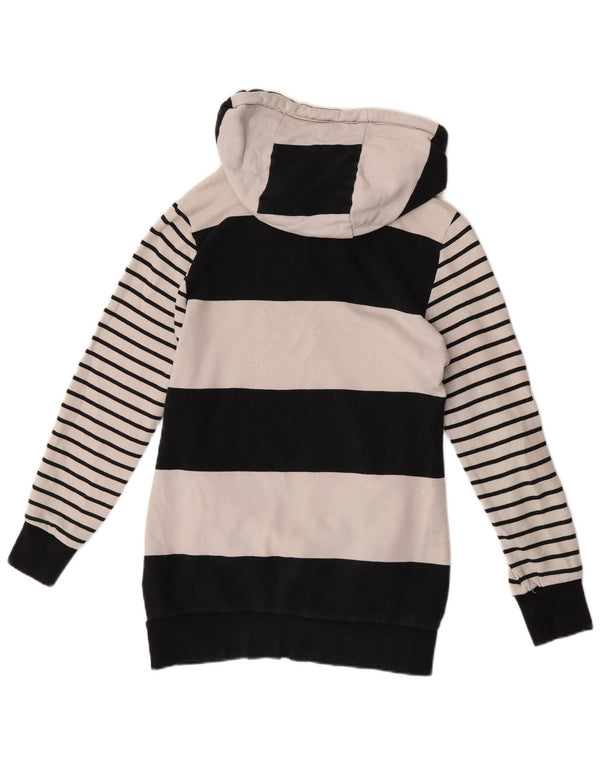 Adidas Womens Longline Graphic Hoodie Jumper UK 10 Small White Striped