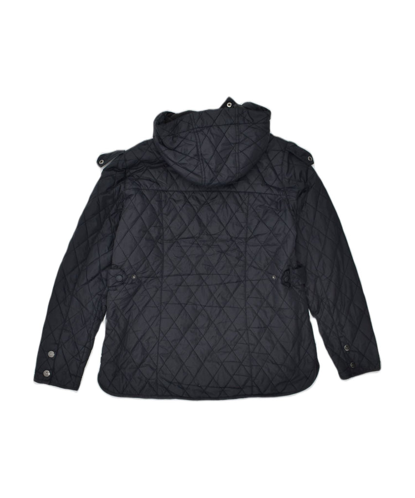 CREW CLOTHING Womens Hooded Quilted Jacket UK 14 Large Black Nylon Classic | Vintage | Thrift | Second-Hand | Used Clothing | Messina Hembry 