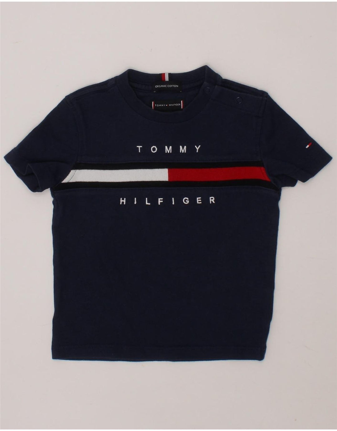 TOMMY HILFIGER Baby Boys Graphic T-Shirt Top 6-9 Months Navy Blue Cotton Vintage Tommy Hilfiger and Second-Hand Tommy Hilfiger from Messina Hembry 