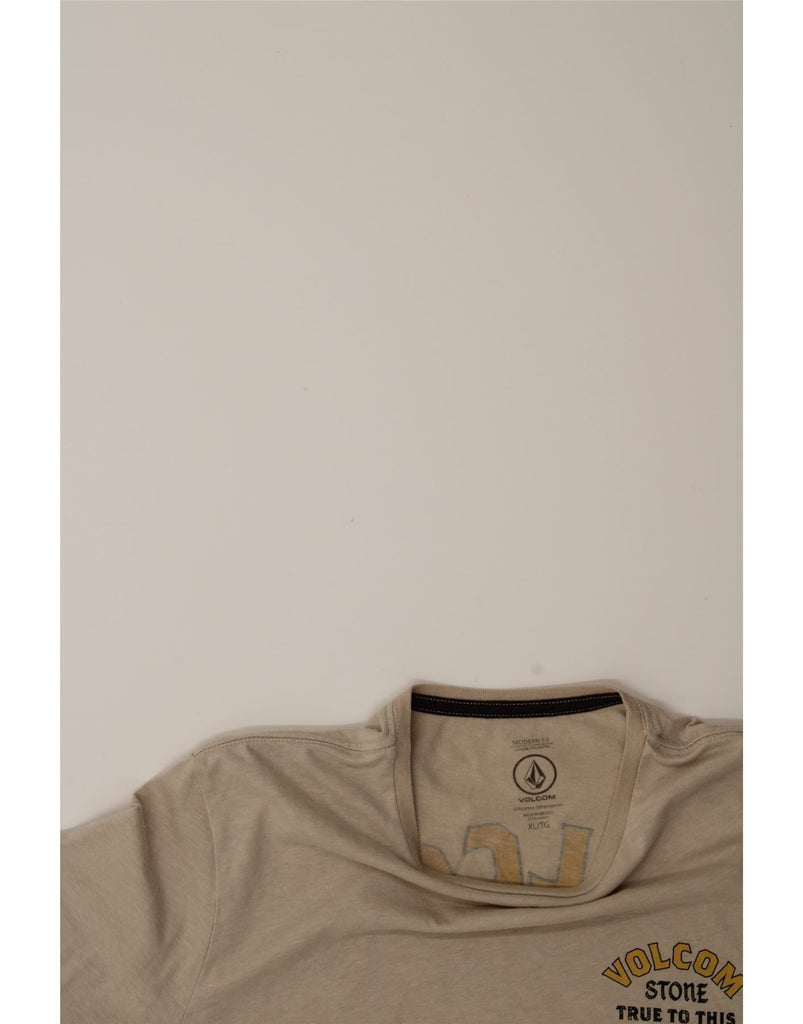 VOLCOM Mens Modern Fit Graphic T-Shirt Top XL Beige Cotton Vintage Volcom and Second-Hand Volcom from Messina Hembry 