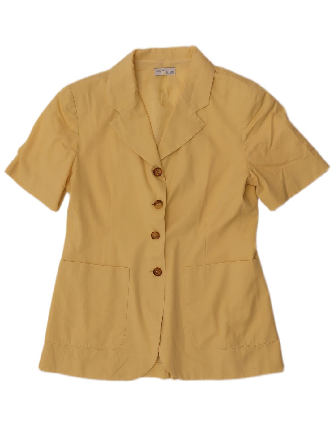 Misstwidd Womens Short Sleeve 4 Button Blazer Jacket IT 46 Large Yellow