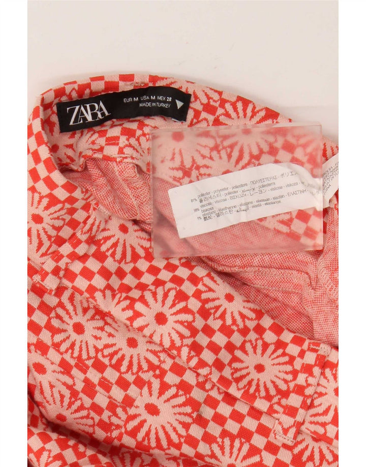 Zara Womens Flare Casual Trousers Medium W28 L33 Orange Floral Polyester