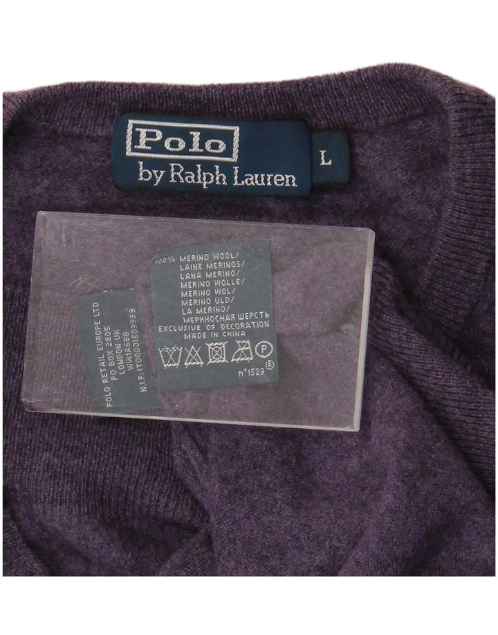 POLO RALPH LAUREN Mens Crew Neck Jumper Sweater Large Purple Flecked
