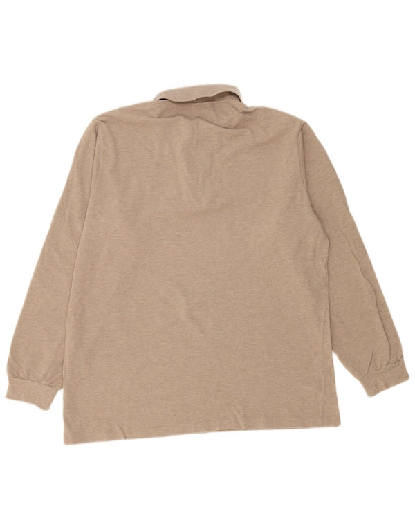 Lacoste Mens Long Sleeve Polo Shirt Size 5 Large Beige Cotton