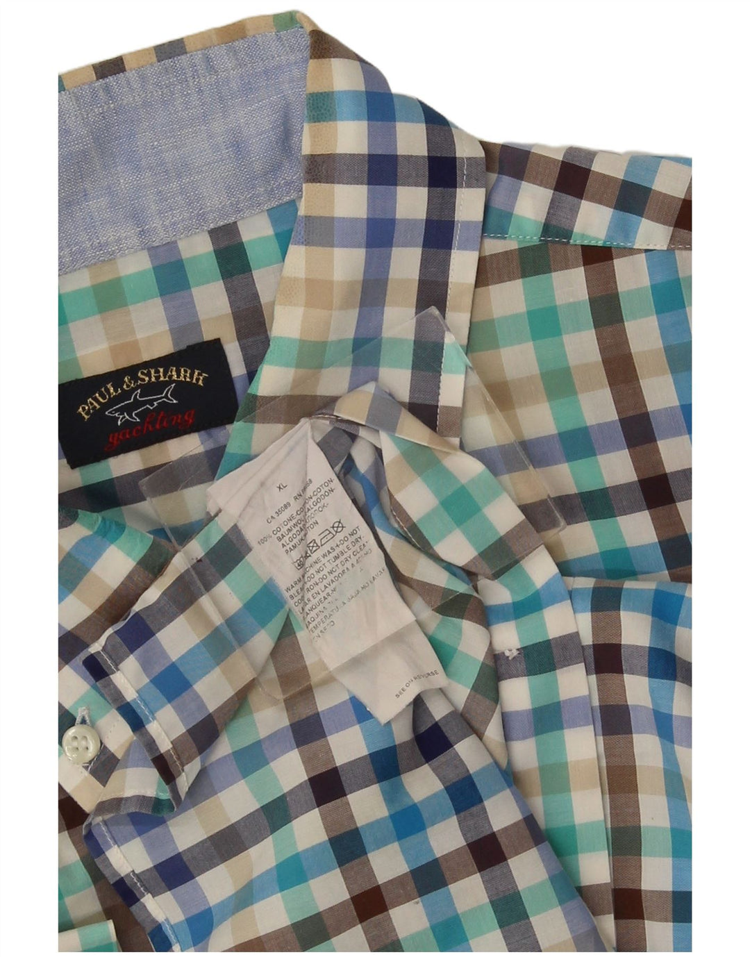 Paul & Shark Mens Short Sleeve Shirt XL Multicoloured Check Cotton