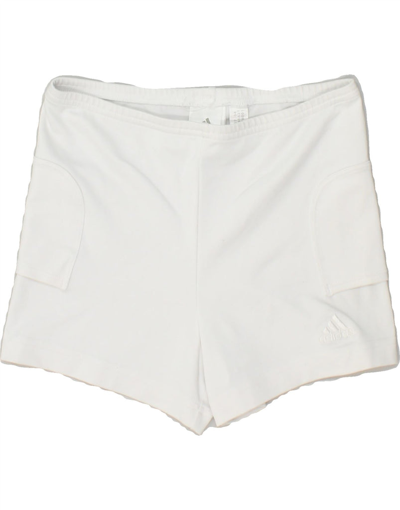 ADIDAS Womens Sport Shorts UK 12 Medium White Polyester | Vintage Adidas | Thrift | Second-Hand Adidas | Used Clothing | Messina Hembry 