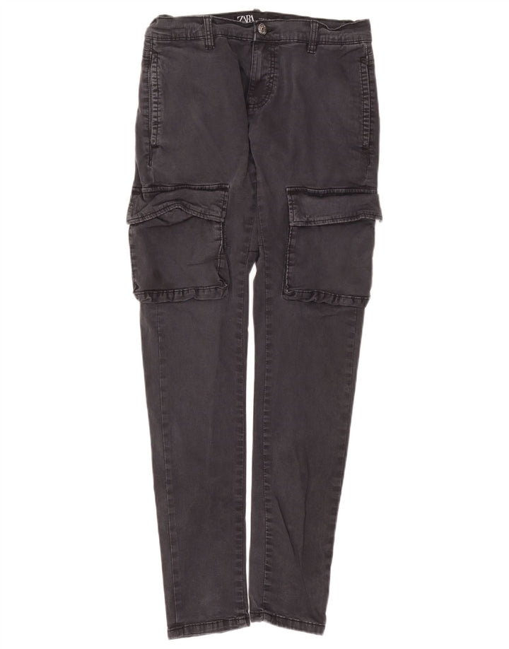 Zara Mens Slim Cargo Trousers EU 38 Small W30 L30 Grey Cotton