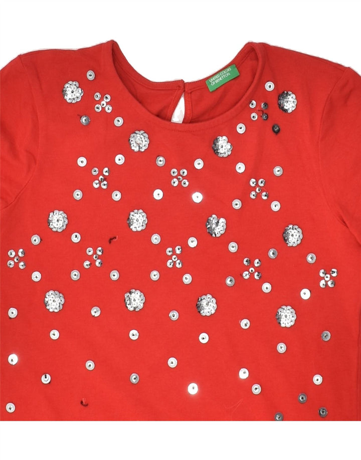 BENETTON Girls Top Long Sleeve 10-11 Years XL  Red Spotted Cotton | Vintage Benetton | Thrift | Second-Hand Benetton | Used Clothing | Messina Hembry 