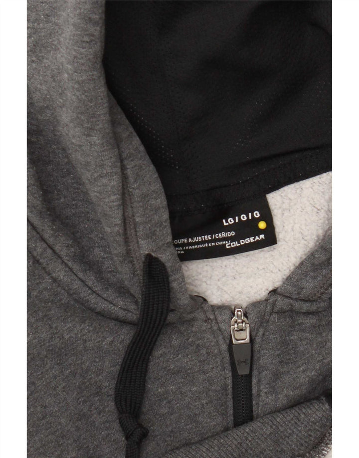 Under Armour Mens Cold Gear Zip Hoodie Sweater Large Grey Flecked