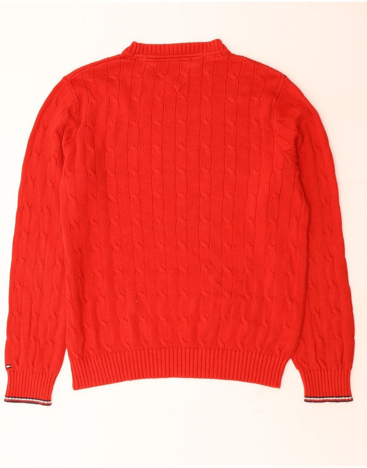Tommy Hilfiger Mens Crew Neck Jumper Sweater Large Red Polyester