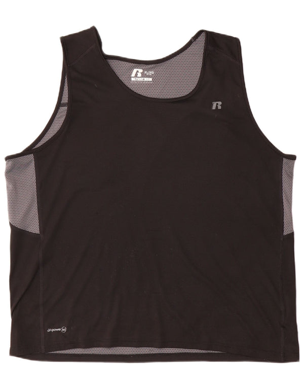 RUSSELL ATHLETIC Mens Vest Top UK 46/48 XL Black Colourblock Polyester
