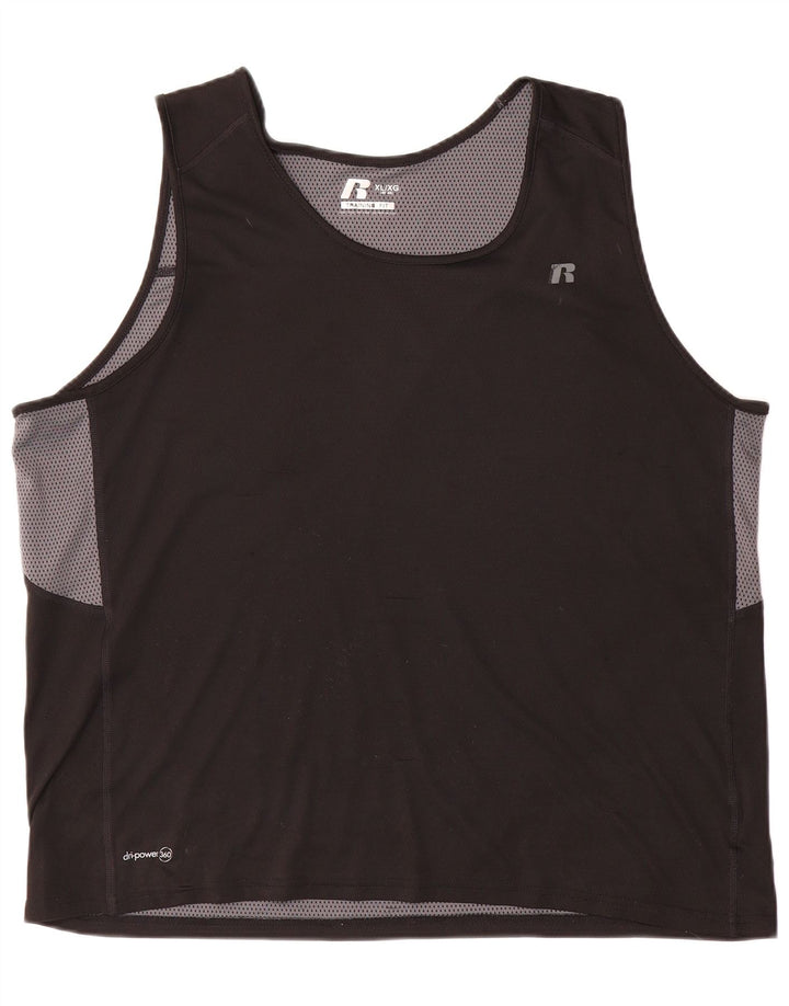 RUSSELL ATHLETIC Mens Vest Top UK 46/48 XL Black Colourblock Polyester