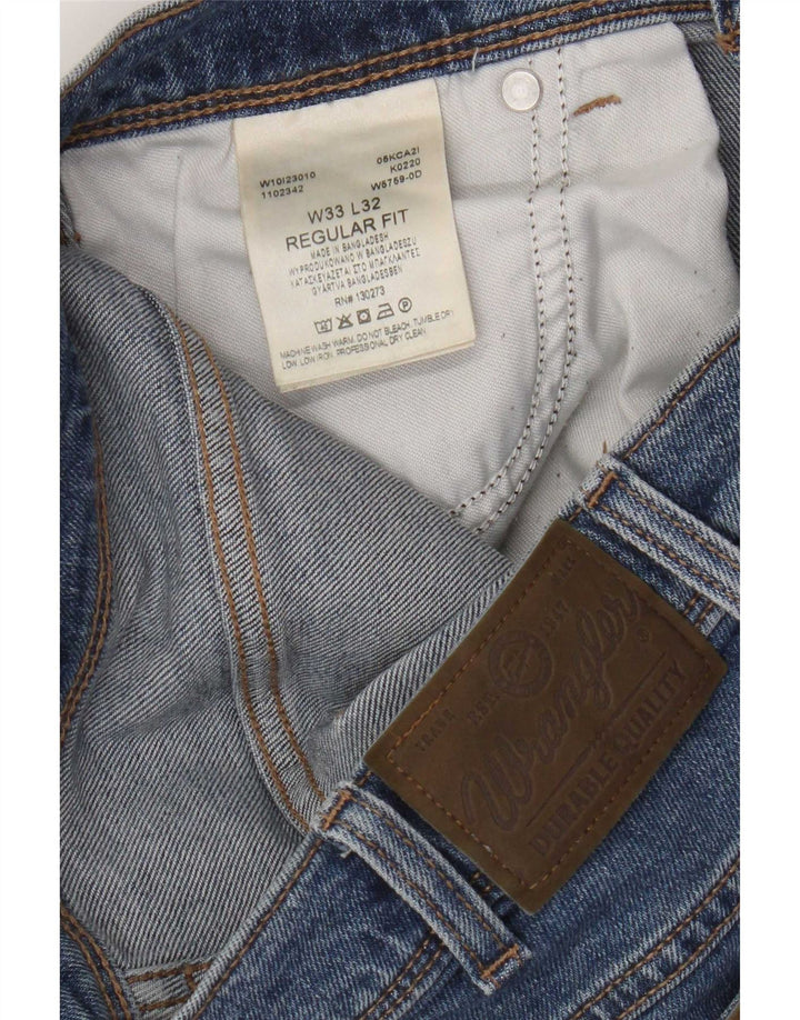 Wrangler Mens Straight Jeans W33 L32 Blue Cotton