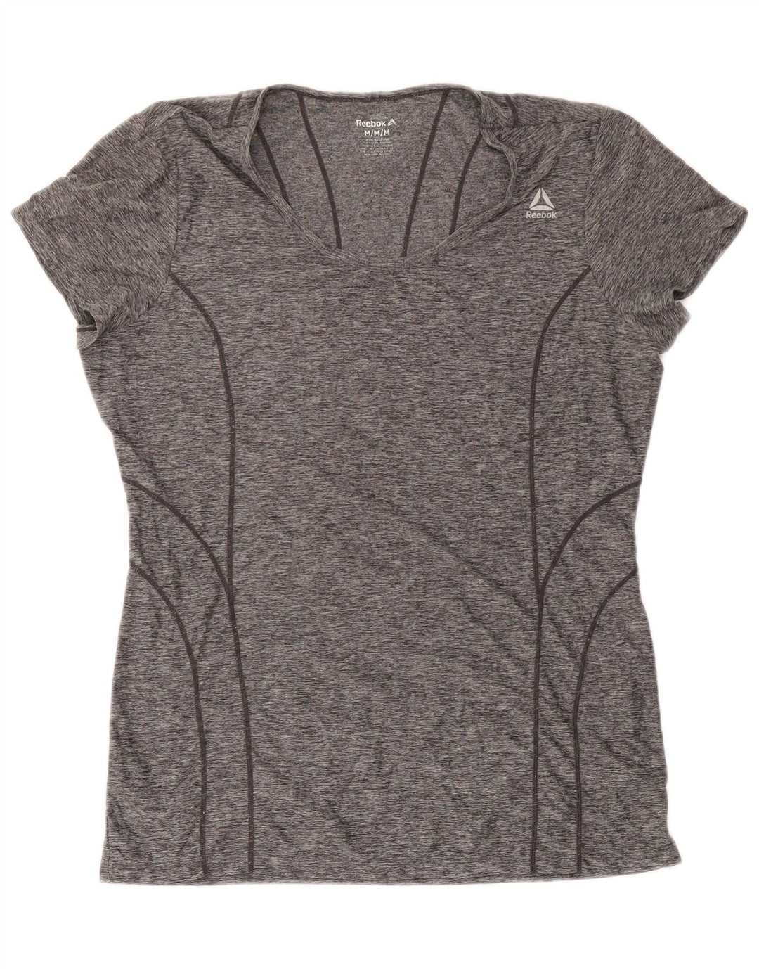 Reebok Womens T-Shirt Top UK 14 Medium Grey Flecked Polyester