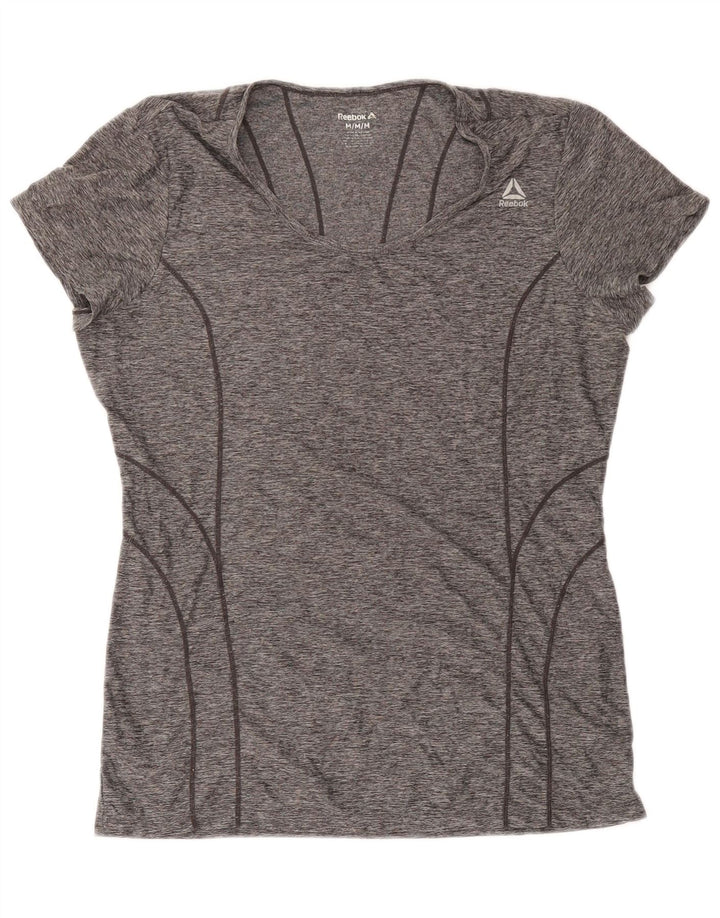 Reebok Womens T-Shirt Top UK 14 Medium Grey Flecked Polyester