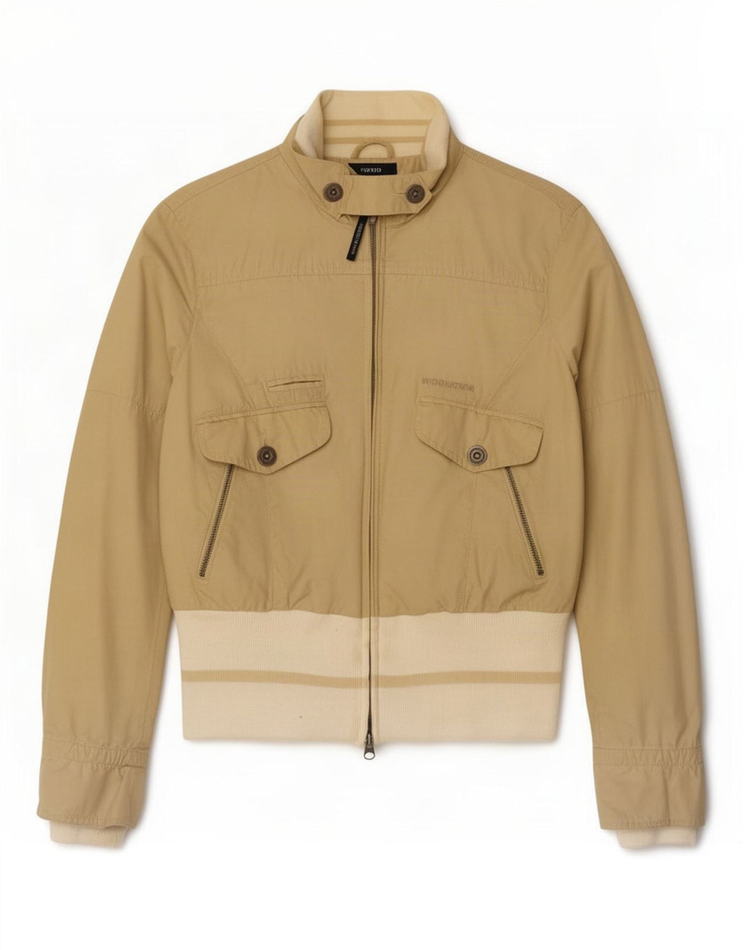 Woolrich Womens Bomber Jacket UK 10 Small Beige Colourblock Cotton