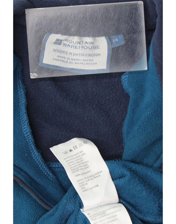 MOUNTAIN WAREHOUSE Mens Zip Neck Fleece Jumper Large Blue Colourblock