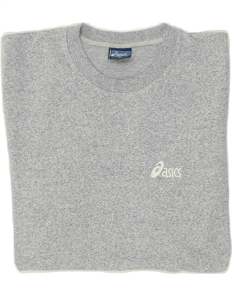 ASICS Mens T-Shirt Top Medium Grey Flecked Cotton | Vintage Asics | Thrift | Second-Hand Asics | Used Clothing | Messina Hembry 