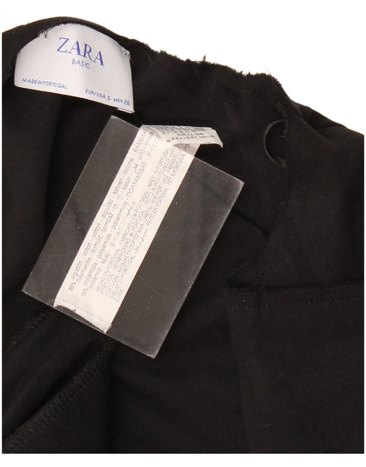 Zara Womens Longline Oversized Cardigan Top UK 10 Small Black Cotton