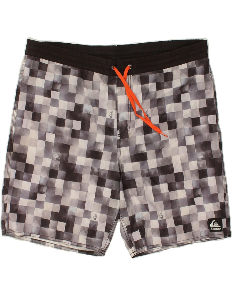 QUIKSILVER Mens Sport Shorts Large Grey Geometric Polyester | Vintage Quiksilver | Thrift | Second-Hand Quiksilver | Used Clothing | Messina Hembry 