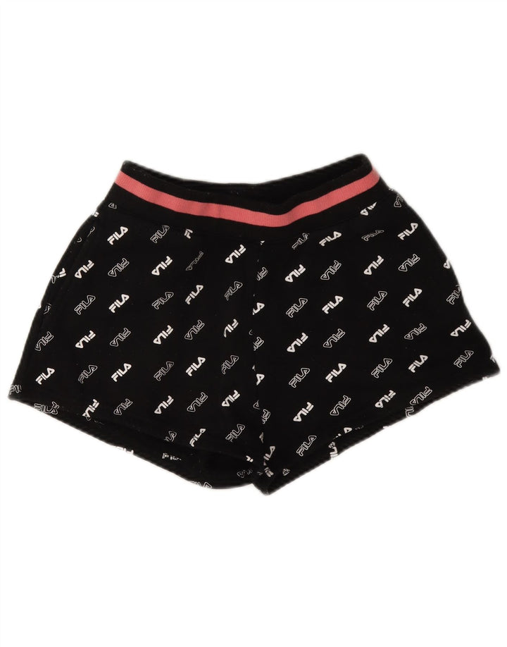Fila Womens Graphic Sport Shorts UK 6 XS Black Polyester
