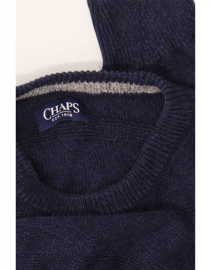 Chaps Mens Boat Neck Jumper Sweater Medium Navy Blue Striped