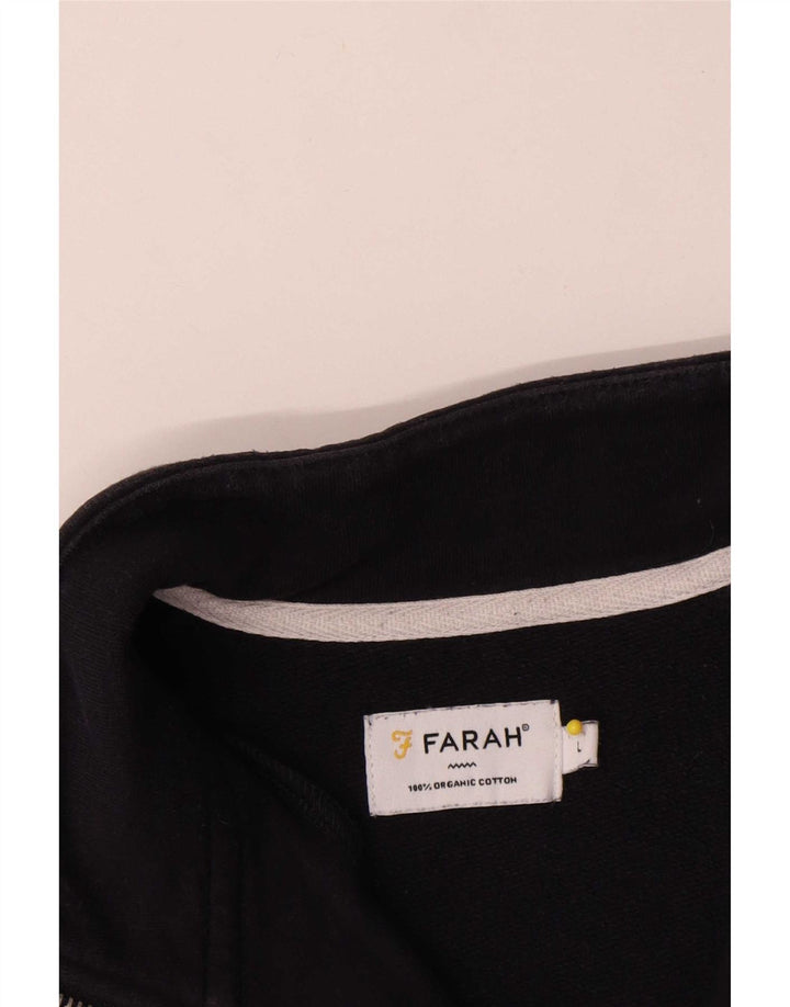 Farah Mens Zip Neck Sweatshirt Jumper Large Navy Blue Cotton