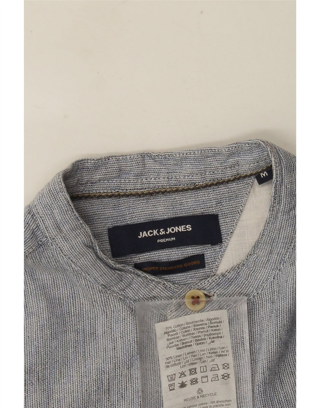 JACK & JONES Mens Shirt Medium Blue Pinstripe Cotton
