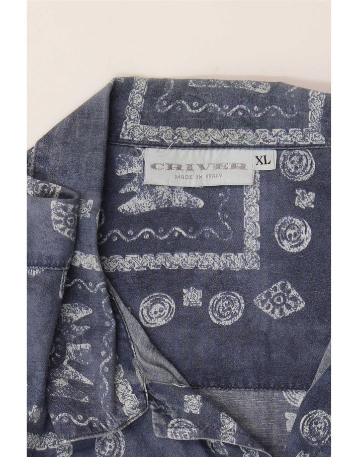 Criver Mens Short Sleeve Shirt XL Navy Blue Geometric