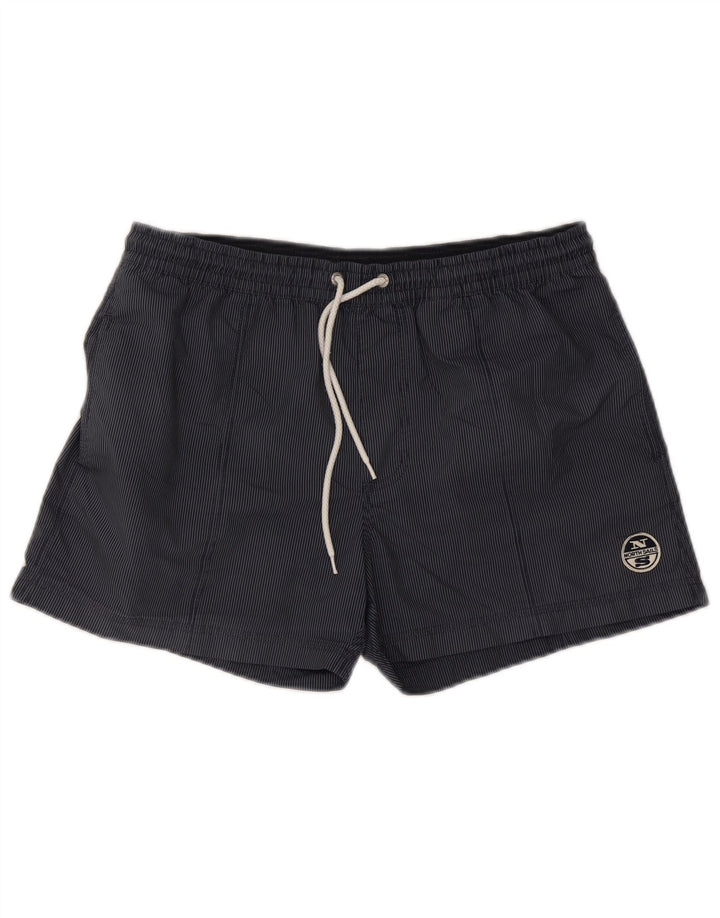 North Sails Mens Swimming Shorts Large Navy Blue Striped Polyester