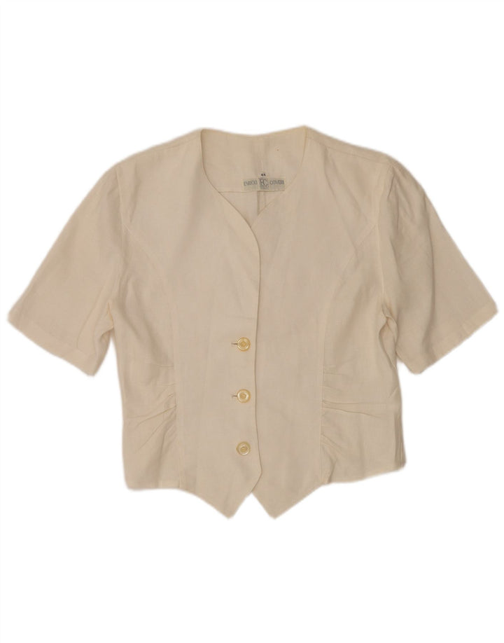 Enrico Coveri Womens Short Sleeve 3 Button Blazer Jacket IT 44 Medium White
