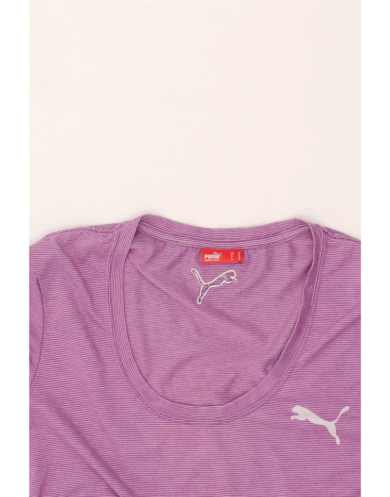 PUMA Womens T-Shirt Top UK 12 Medium  Pink Striped | Vintage Puma | Thrift | Second-Hand Puma | Used Clothing | Messina Hembry 