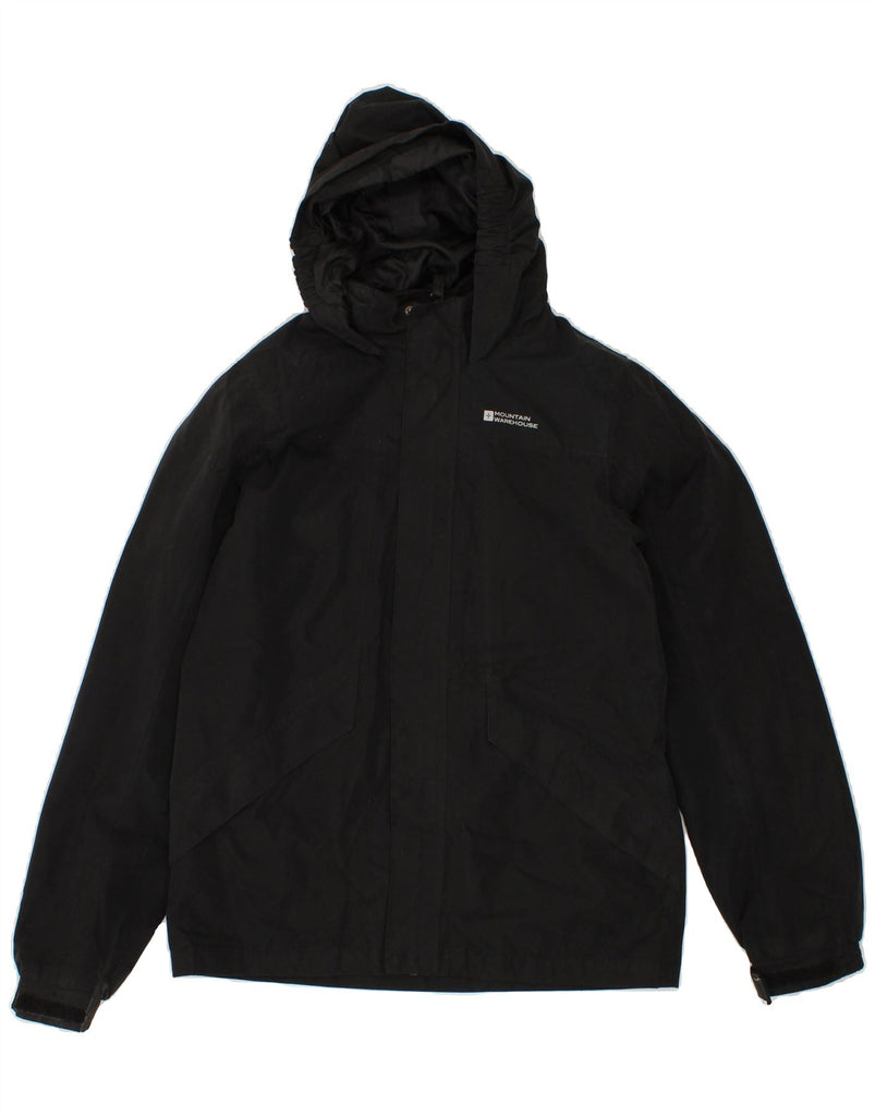 MOUNTAIN WAREHOUSE Boys Hooded Rain Jacket 12-13 Years Black Polyester Vintage Mountain Warehouse and Second-Hand Mountain Warehouse from Messina Hembry 