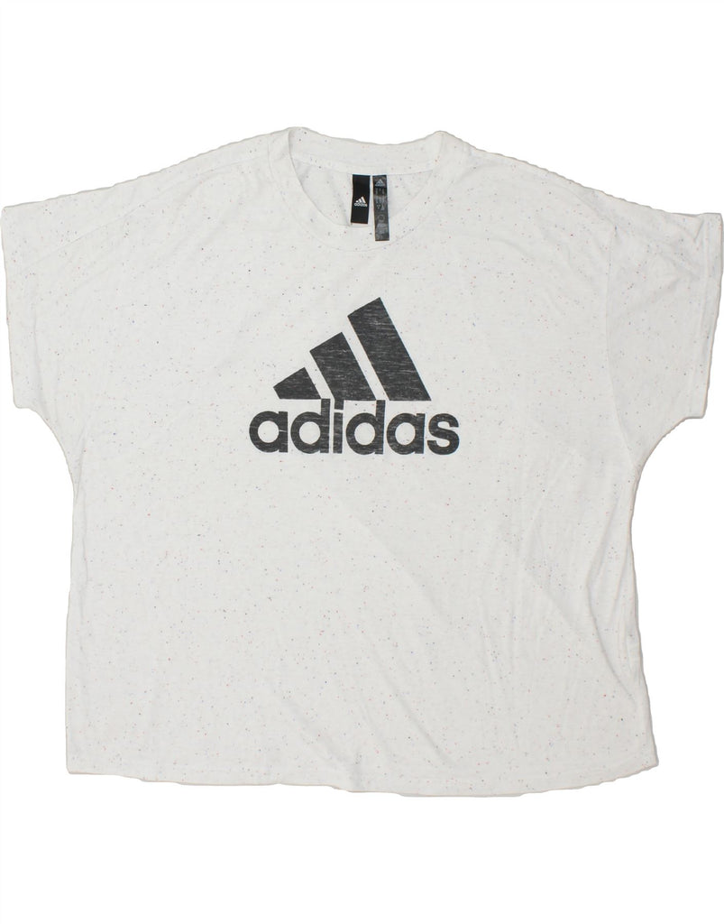 ADIDAS Womens Graphic T-Shirt Top UK 28/30 3XL White Flecked | Vintage Adidas | Thrift | Second-Hand Adidas | Used Clothing | Messina Hembry 