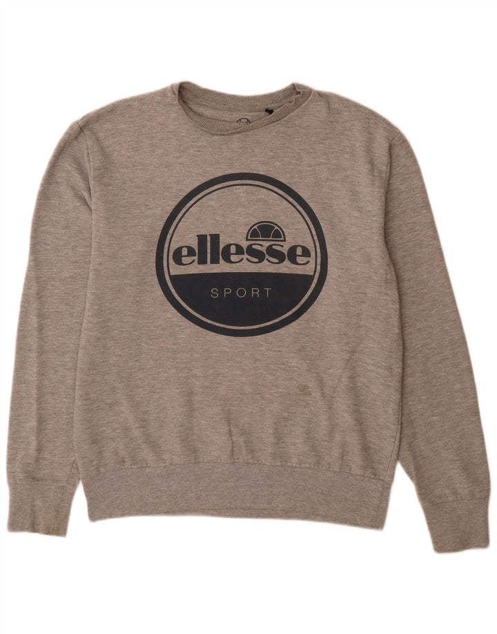 Ellesse Mens Graphic Sweatshirt Jumper Medium Grey Flecked Cotton